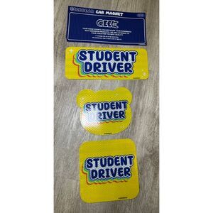 Student driver car‎ magnets yellow 3 pack